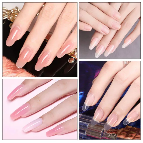 Vista 2 de MODELONES Gel de extensión de poli con forma de uñas duales, 120 unidades, uñas de ataúd transparentes, puntas de uñas de bailarina