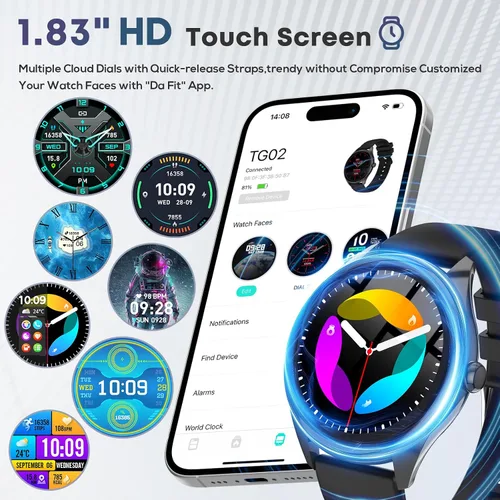 Vista 3 de Reloj inteligente para hombre, pantalla táctil HD de 1.39 pulgadas con 120 modos deportivos, Alexa integrado, monitor de frecuencia cardíaca/sueño