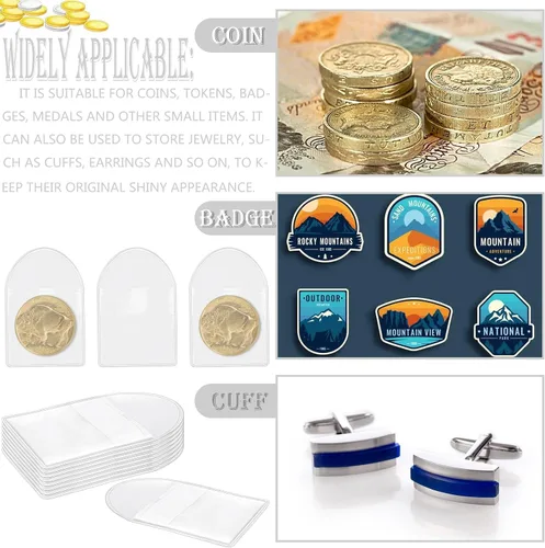 Vista 5 de Vmiapxo Paquete de 200 fundas para monedas para coleccionistas, 2.2 x 2 pulgadas, semicírculo