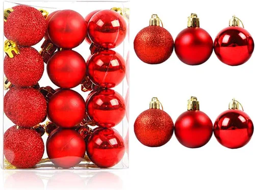 Vista 11 de ALIMITOPIA 24 bolas de Navidad de 1.2 pulgadas, bolas colgantes de plástico inastillables para decoración de árbol de Navidad