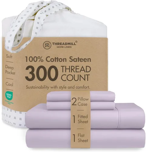 Vista 48 de Threadmill Juego de sábanas de algodón Twin Sábanas 100% algodón para cama tamaño Twin Juego de sábanas de satén jacquard damasco con bolsillo