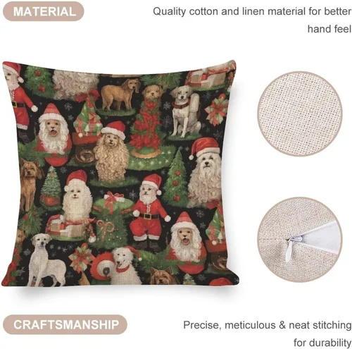 Vista 16 de Hellote - Funda de cojín de lino para sofá, dormitorio, automóvil, 16 x 16 pulgadas, decoración de invierno para el hogar Patrón 1