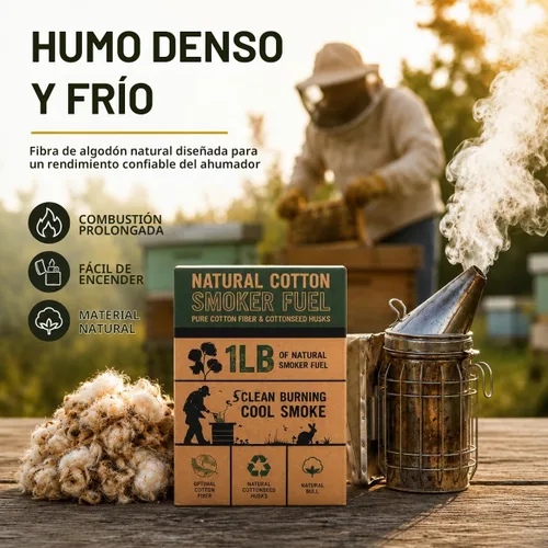 Vista 3 de Combustible para fumador de colmena de abejas Fibra de algodón 100% natural Bolsa de 1 LB