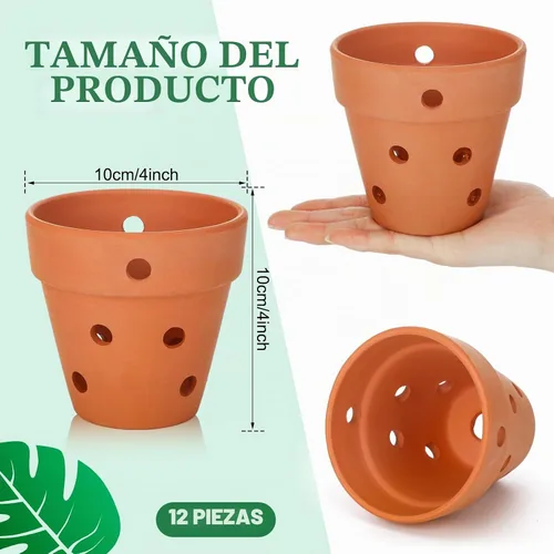 Vista 2 de FoldTier - 12 macetas de orquídea de terracota de 4 pulgadas con agujeros