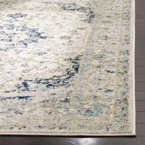 Vista 2 de SAFAVIEH Madison Collection - Alfombra decorativa de 2 pies 3 pulgadas x 3 pies 11 pulgadas, color marfil y azul, diseño de medallón bohemio,