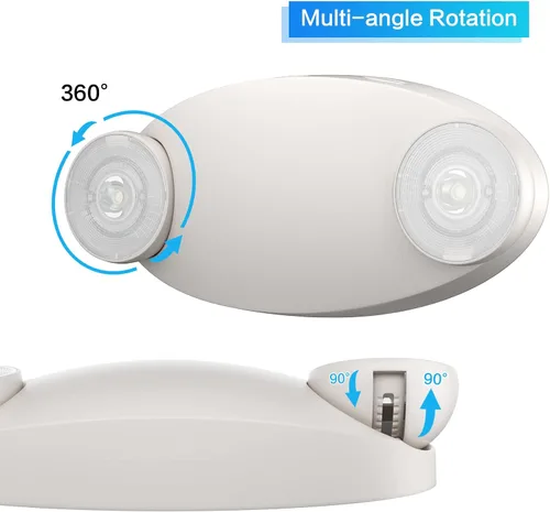 Vista 6 de Spectsun Lights - Paquete de 4 luces LED de emergencia con batería de respaldo, ajustable, cableado, 2 LED, cabeza de ojo de insecto, montaje