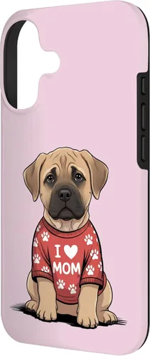 Vista 2 de Womens I Love Mom Bullmastiff Dog Mother's Day Mastiff Mom Case for iPhone 17