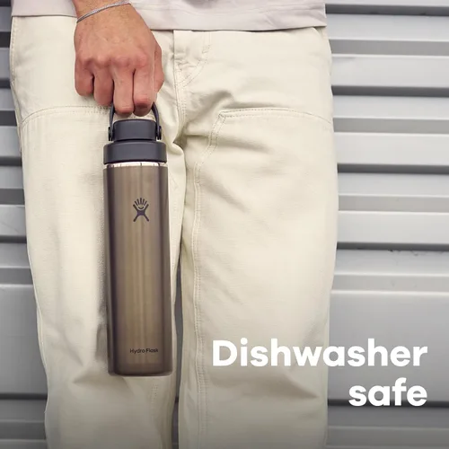 Vista 8 de Hydro Flask Tapa de pico flexible ancha y ligera - Botella de agua aislada de acero inoxidable de 24 onzas, azul zafiro Sapphire Blue