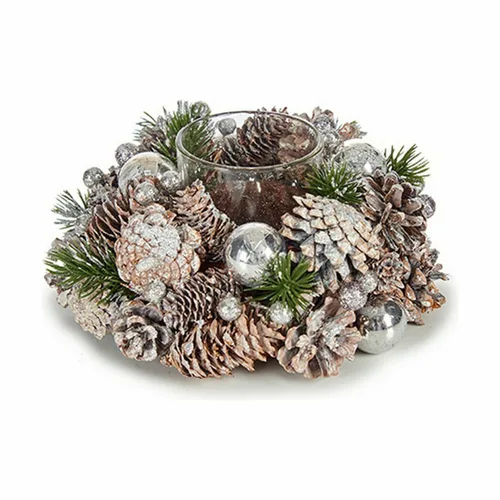 Vista 3 de Portavelas Navideño Krist+ Blanco Transparente Plateado 19 x 9 x 19 cm (4 Unidades)