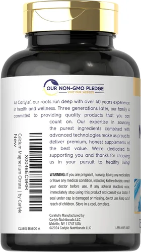 Vista 3 de Carlyle Citrato de calcio y magnesio con vitamina D3 150 cápsulas Suplemento sin OMG y sin gluten