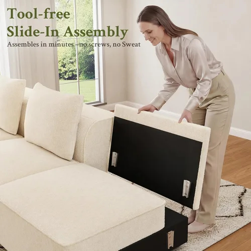 Vista 6 de Welzona Sofá modular de 132 pulgadas, sofá modular bloqueado, sofás con marco de madera para sala de estar, sofá en forma de U de 22 pulgadas
