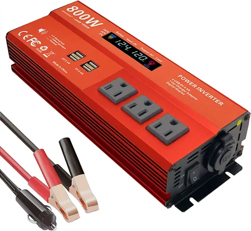 Vista 7 de Inversor de Potencia de 500W Pico 1000W para Vehículos, DC 12V a 110V AC, 4 x 2.4A Puertos USB Adaptador de Enchufe para Carro con Toma con 1 Puerto