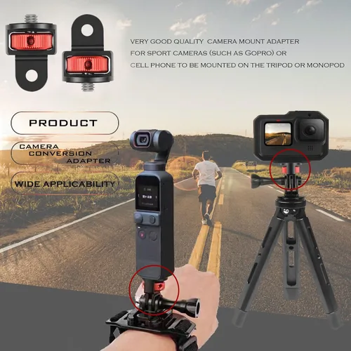 Vista 6 de Niewalda Adaptador de trípode de aluminio, 1 adaptador de conversión de ¼ a 20, compatible con cámaras de acción GoPro, Insta360 X3/Sjcam/cámara