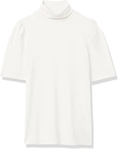 Vista 7 de Tienda Essentials Cuello alto de manga abullonada de algodón modal drapeado para mujer