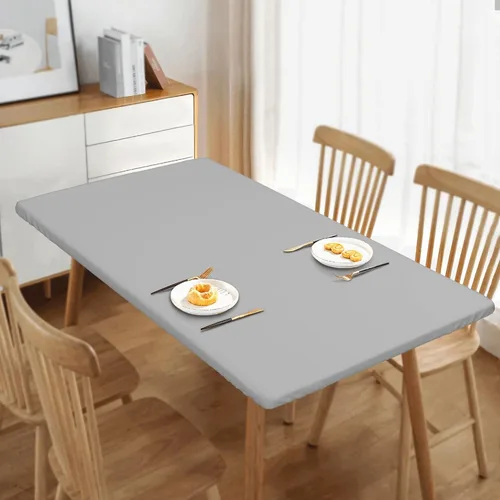 Vista 4 de Mantel rectangular, cubierta de borde elástico ajustable, manteles de decoración del hogar, cubiertas de derrames para comedor de interior, fiestas