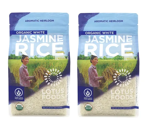 Vista 9 de Lotus Foods Arroz orgánico de jazmín marrón, grano entero, 30 onzas (paquete de 2) Arroz integral sin gluten, adhesivo asiático de grano largo