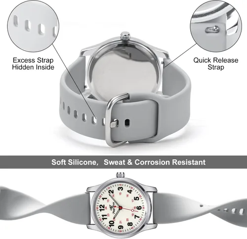 Vista 3 de ManChDa Nurse Watch Nursing Watch Medical Analog Watches for Women Waterproof Watch with Second Hand Easy to Read Watch Military Time Watch Luminous
