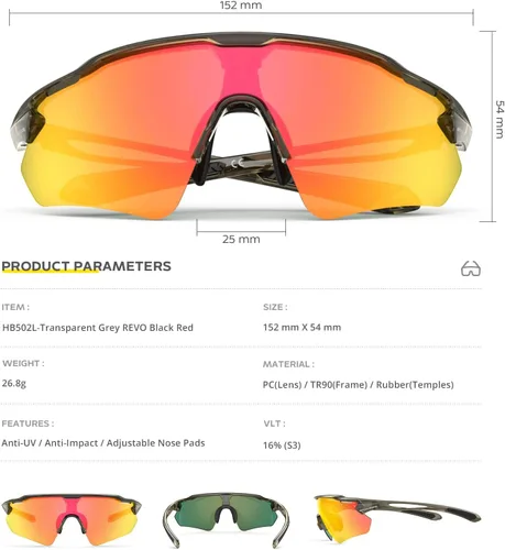 Vista 29 de Lentes de sol polarizados para ciclismo con 5 micas UV400, con armazón TR90.