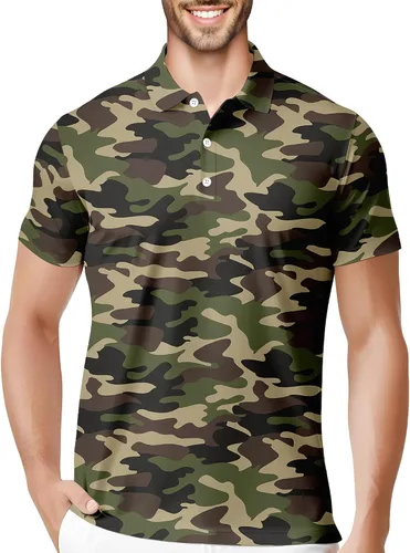 Vista 10 de HIVICHI Camisas de golf divertidas para hombre con patrón estampado loco colorido y novedad de alto rendimiento que absorbe la humedad, camisa tipo