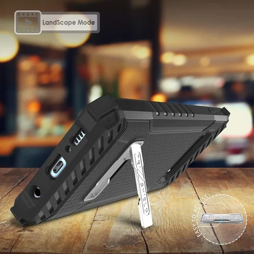 Vista 4 de Serie Trishield compatible con funda S10+, cubierta resistente de grado militar + [soporte de metal] + [funda de clip para cinturón] - Bandera