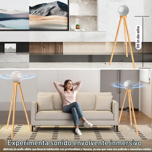 Vista 9 de Soporte de trípode de madera para Echo Studio (nuevo estudio 2025), SONOS Era100 y SONOS Era100sl, mejora la calidad del sonido mientras decoras tu
