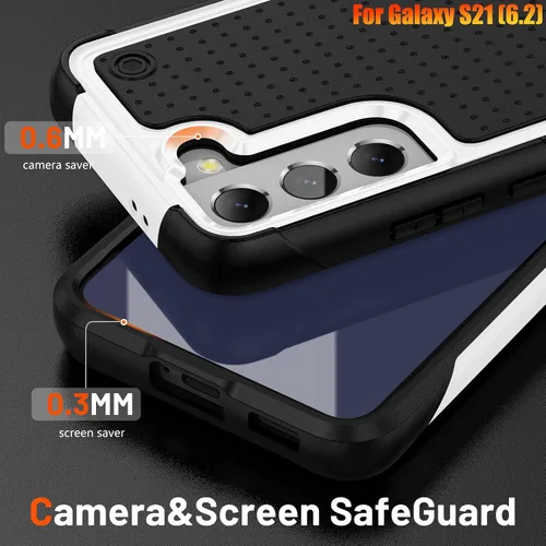 Vista 4 de Funda resistente para Samsung Galaxy S21 de 6.2 pulgadas, 4 esquinas con bolsas de aire [protección contra caídas de 12 pies], agarre texturizado