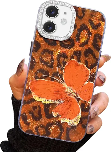 Vista 73 de I-MGAE-IN-AR Funda compacta para iPhone 11, diseño de mariposa, marco de protección de lente de cámara con diamante 3D, bonitas fundas protectoras