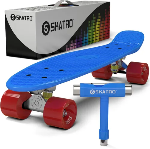 Vista 18 de Skatro - Monopatín modelo mini cruiser. Tablero de plástico de estilo retro de 22 x 6 pulgadas.Viene completo.
