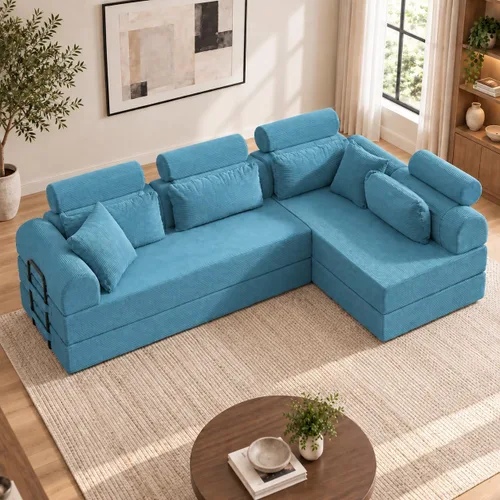 Vista 11 de Sofá modular deshuesado en forma de L de 106 pulgadas, sistema de 2 piezas (2 x 70.87 pulgadas), sofá modular convertible a sofá recto de 141.7