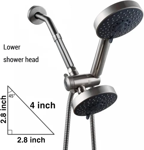 Vista 3 de Brazo de extensión de cabezal de ducha de 4 pulgadas, extensor de hembra a macho de 1/2 pulgada, acero inoxidable, níquel cepillado