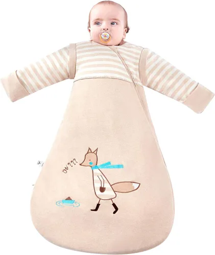 Vista 12 de Saco de dormir orgánico para bebé, manta de manga desmontable para otoño
