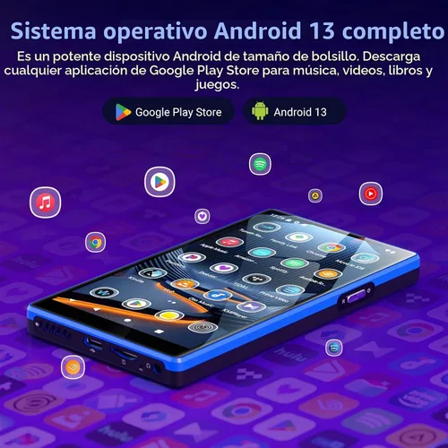 Vista 3 de MECHEN Android13 Reproductor MP3 160GB 5" 1080P IPS Bluetooth 5.0 WiFi Negro 160GB(4+32+128GB Card), 5" 720x1280 Display, Play Store for