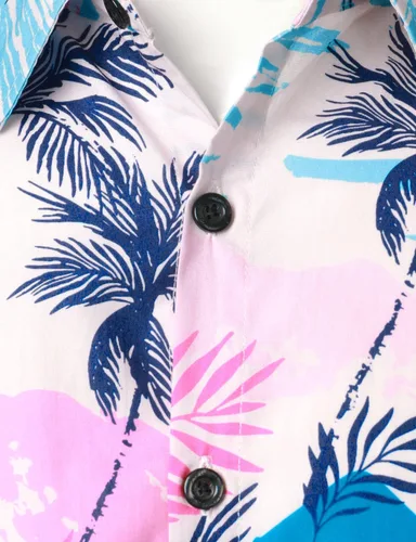 Vista 3 de JOGAL Camisa hawaiana Aloha de manga corta para hombre