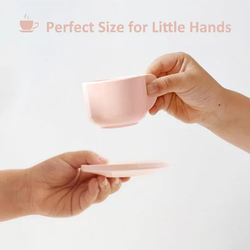 Vista 4 de Juego de Fiesta de Té con Soporte para Postres - Juguetes de Madera de Comida de Juego de Simulación y Accesorios de Cocina para Juego de Té