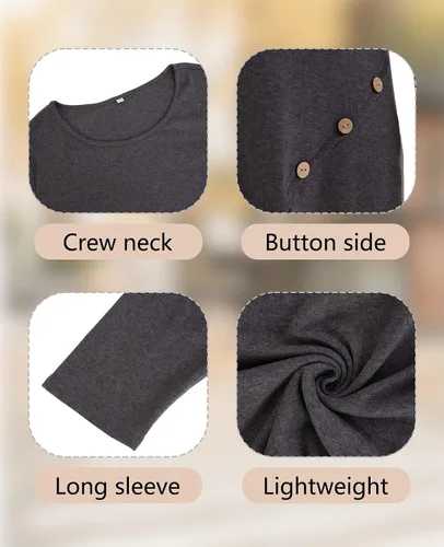 Vista 4 de AGSEEM Camisas para mujer, camisas de entrenamiento de manga larga para mujer, dobladillo irregular