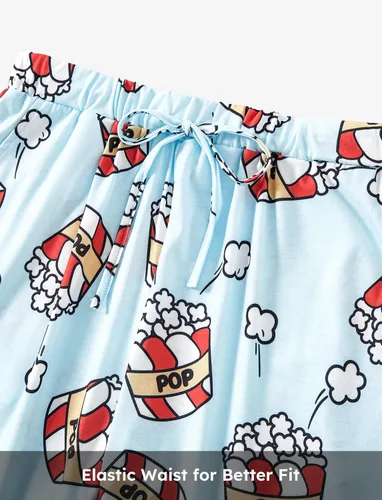 Vista 4 de PATPAT Pijamas a juego para la familia, pijamas para mamá y yo, estampado de dibujos animados, camisetas de manga corta y pantalones cortos