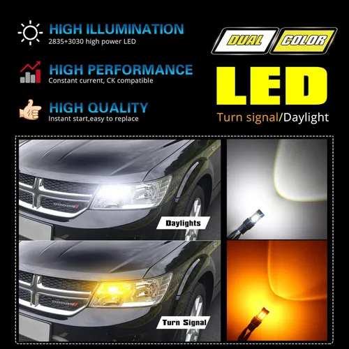 Vista 4 de Alla Lighting BAY15D 1157 Switchback Luces LED de Señal de Giro, Color Dual Ámbar Amarillo/Blanco 6000K 12V 3496 7528 2357NAK 2357AK Extremadamente