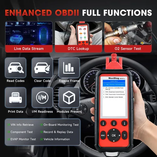 Vista 5 de Autel MaxiDiag MD808 PRO OBD2 Escáner, herramienta de diagnóstico para todos los sistemas, versión mejorada de MD806 MD802, 7 servicios especiales