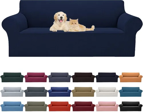Vista 26 de Cupuamon Funda elástica para sofá de 1 plaza, funda protectora de muebles con parte inferior elástica de tela jacquard a cuadros pequeños para Beige