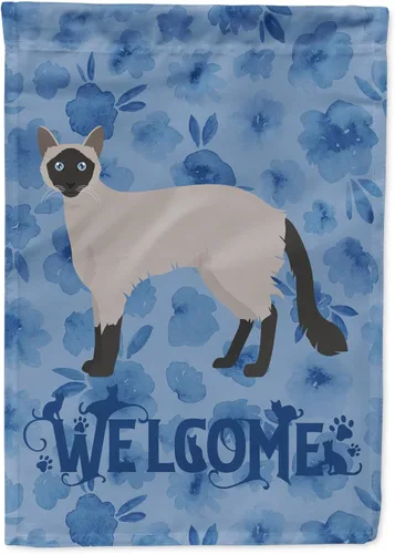 Vista 252 de Caroline's Treasures CK4813CHF - Bandera de bienvenida con gato abisinio azul, manga grande, para porche, para colgar en la pared, poliéster