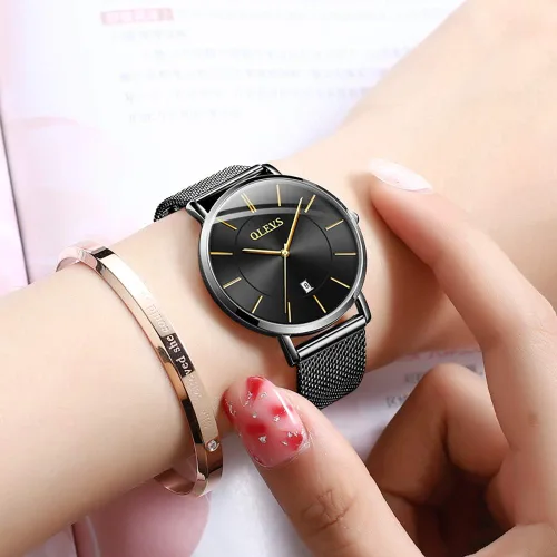 Vista 2 de Verhux Relojes de pulsera para mujer, de acero inoxidable de oro rosa, impermeable, analógico, de cuarzo, para mujer, regalos para ella