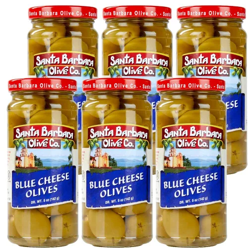 Vista 28 de Aceitunas verdes rellenas de anchoas sin hueso de Santa Barbara, perfectas para tablas de embutidos, ensaladas, pizza y pasta, paquete de 3, 5 onzas