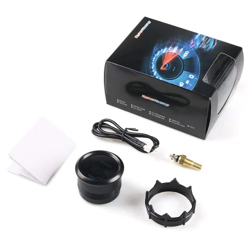 Vista 7 de Dynoracing - Medidor digital de temperatura de agua LED azul de 2 pulgadas, 2.047 in, 104.0-302.0 °F con adaptador de sensor de tubería