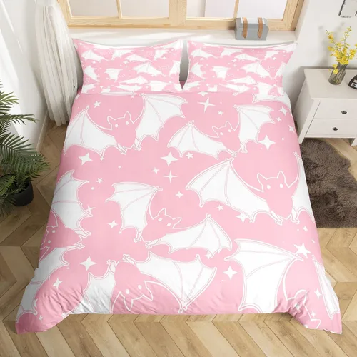 Vista 10 de Erosebridal Funda de edredón de calabaza con diseño de murciélagos para Halloween, juego de ropa de cama con sombrero de bruja, funda de edredón