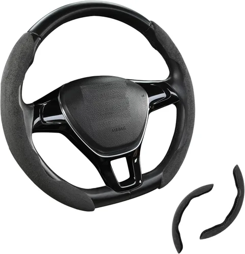 Vista 10 de Funda de gamuza para volante de automóvil, antideslizante, segmentada, adecuada para automóvil, SUV, camión, forma O/D, protector de volante