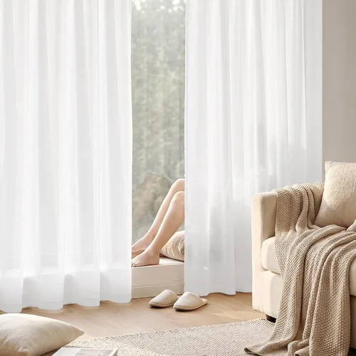 Vista 19 de DWCN Cortinas Transparentes Aqua de Voile Semitransparente con Bolsillo para Barra para Dormitorio y Sala de Estar, 36 x 36 pulgadas de Largo, Juego