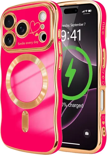 Vista 10 de LCHULLE - Funda magnética para iPhone 13 para mujeres y niñas, con forma ondulada, color azul bebé