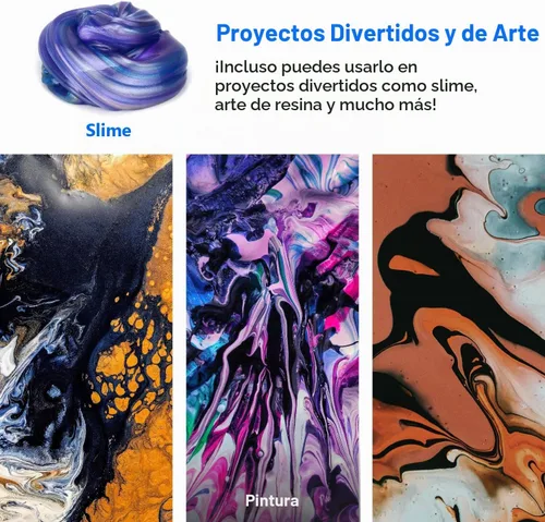 Vista 4 de Rolio - Juego de pigmentos fluorescentes en polvo de neón - Colores neón