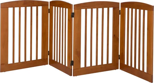 Vista 5 de BarkWood - Puerta independiente de madera para mascotas, expansión de 4 paneles, grande, 36 pulgadas de alto, acabado gris