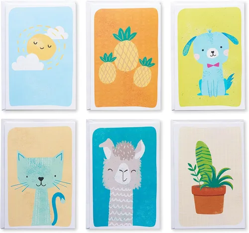 Vista 2 de American Greetings Tarjetas surtidas en blanco, lindos animales e iconos (48 unidades)